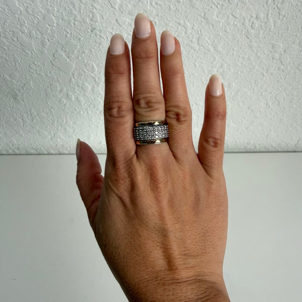 Rings Bundle Sterling Silver 925 Colombian Made with Rhinestones 5 piece Size 7 - Picture 5 of 8